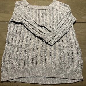 American Eagle Outfitters Light Gray Cable Knit Sweater